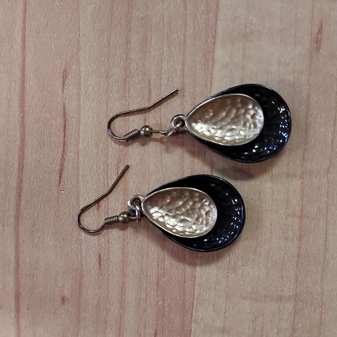 Black And Gold Dangle Earrings